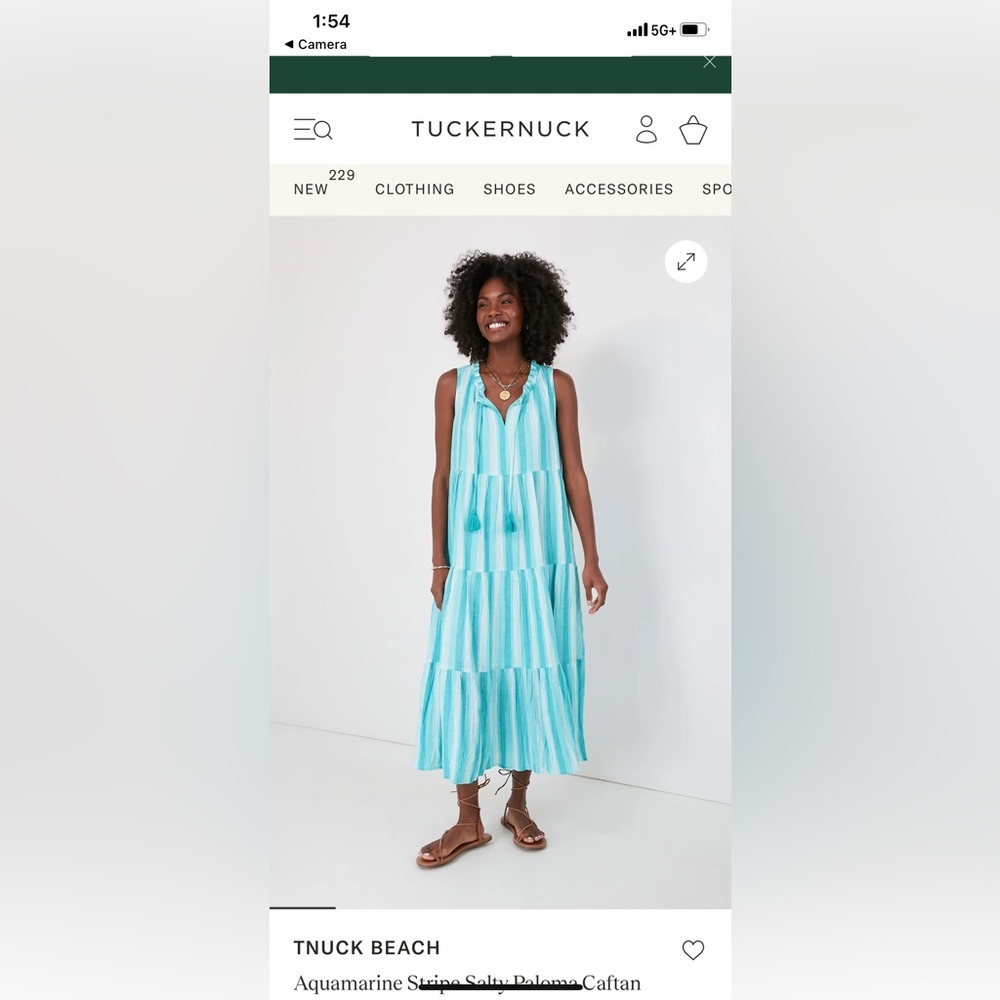 Tuckernuck aquamarine stripe salty Paloma caftan coverup sundress